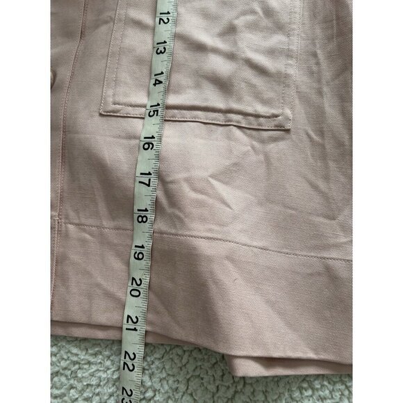 Madewell Crop Cargo Pocket Crewneck Top Womens Pale Blush Button Up Boxy Sz XL - Picture 10 of 11